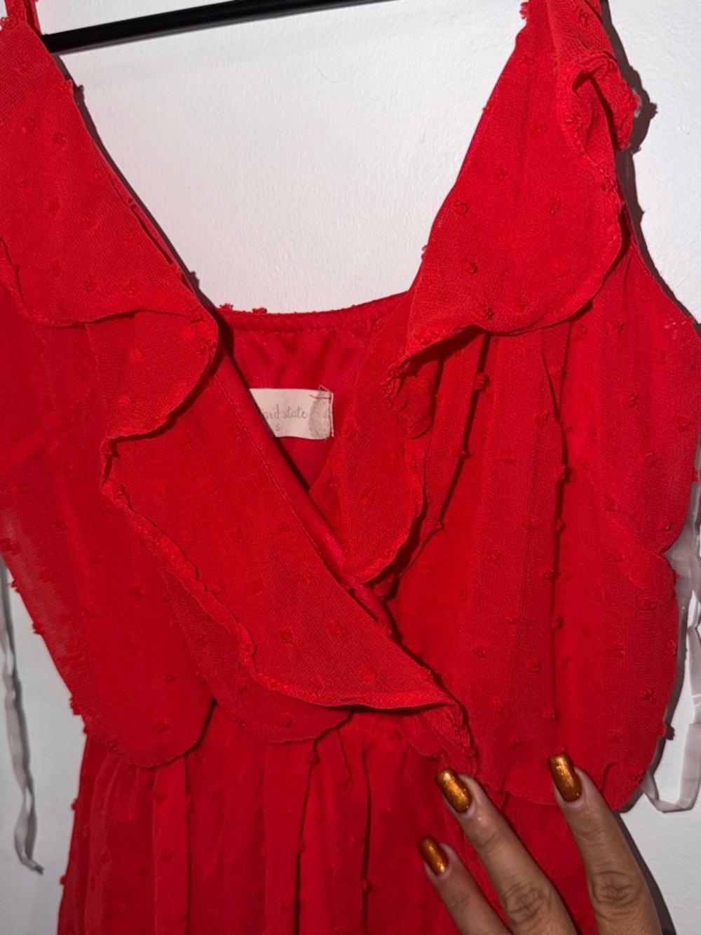 Altar'd State Red Mini Dress with Ruffled Straps - Picture 2 of 4
